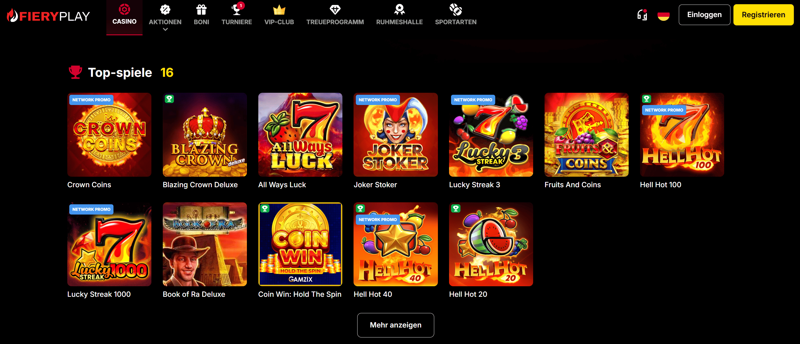 FieryPlay Casino Lobby